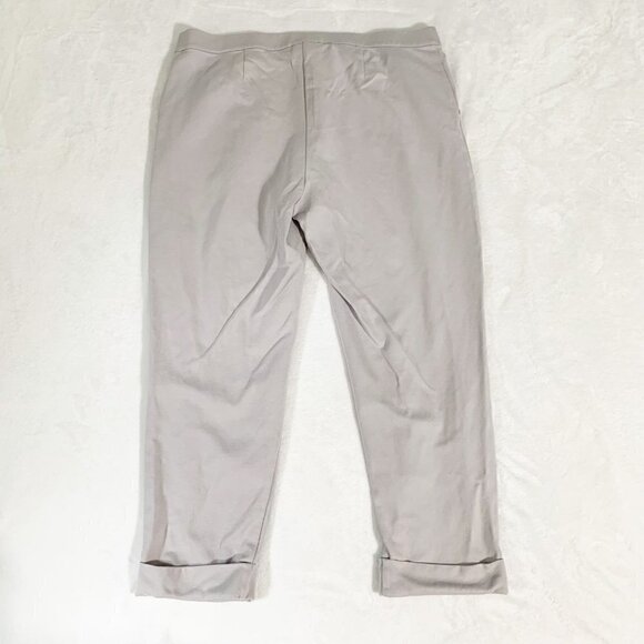 J. Jill light gray stretch tapered roll cuff ankle crop length casual dress pant - Picture 6 of 9
